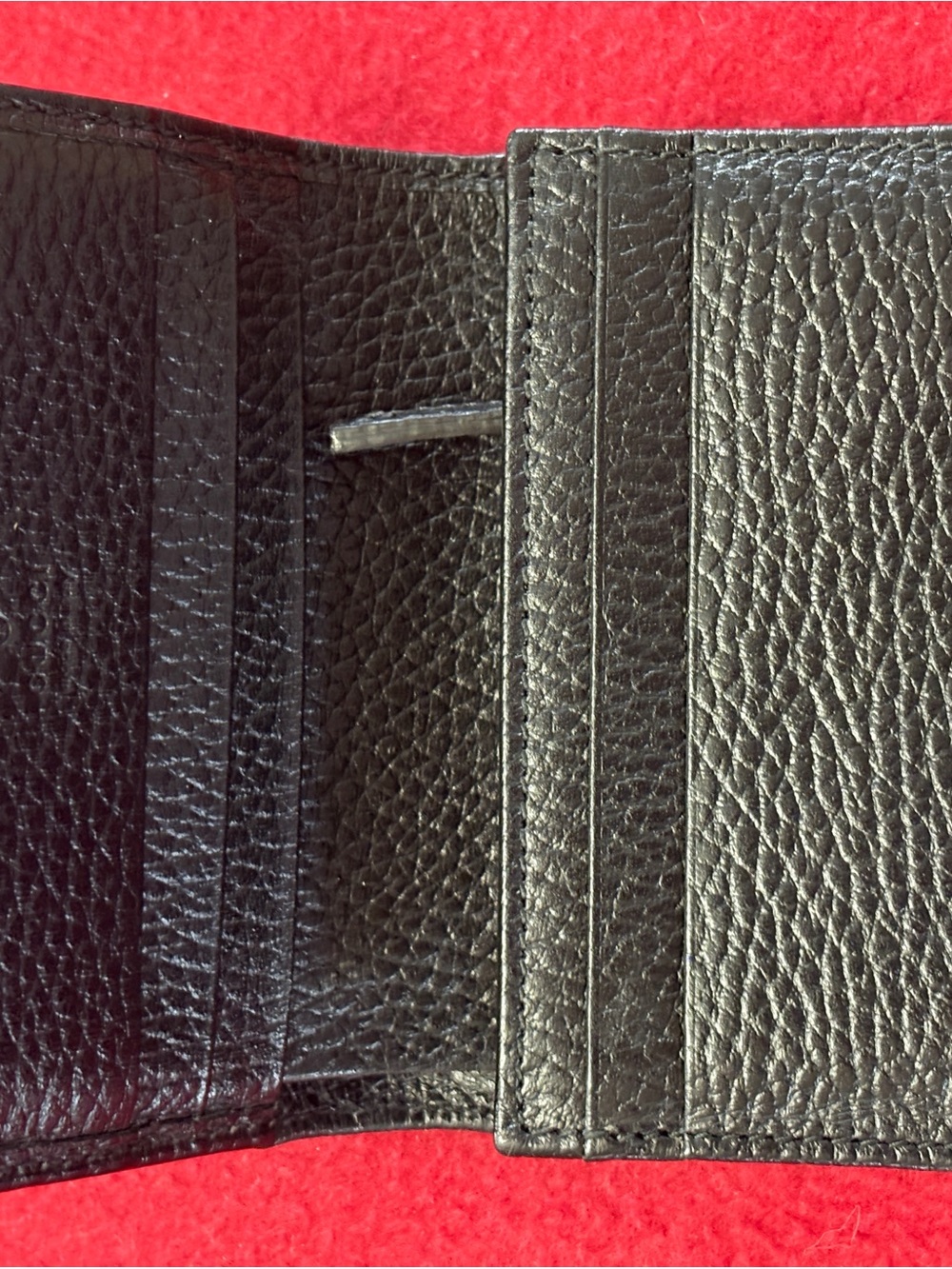 Gucci Black Pebbled Leather Small Bi-Fold Wallet with Gold Double G - Picture 9 of 14